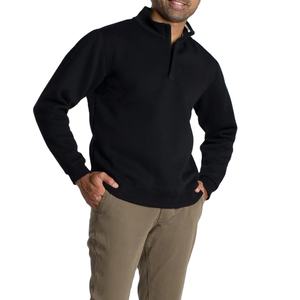 Sudadera de media cremallera con cuello redondo de algodón orgánico 100% para hombre, sudadera en blanco de estilo de invierno con cremallera y hombros caídos de talla grande en Nurak - Product Image 3
