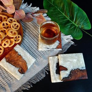 Handcrafted Wood <b>Epoxy</b> <b>Table</b> Coaster for Dining <b>Table</b> Wedding Christmas Decoration Family Gathering Parties - Product Image 4