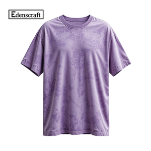 T-shirts pour hommes surdimensionnés, délavés à l'acide, poids lourd, coupe ample, uni, personnalisable, GSM, style boxy, bleu, imprimé, tricoté - Product Image 5