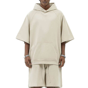 Athletic Winter Hooded 100% Cotton <b>Gym</b> Fitness <b>Sets</b> Mens Hoodies and Shorts <b>Set</b> Custom Logo with <b>Long</b> <b>Sleeves</b> Lightweight - Product Image 1