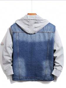 High Quality <b>Denim</b> Hooded <b>Jackets</b> Men's womens Vintage Style <b>Acid</b> <b>Wash</b> <b>Denim</b> <b>Jacket</b> 100% Cotton for Winter Casual Painted - Product Image 2