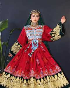 Afghan kuchi ชุดเจ้าสาวสีชมพู, เดรสคู่ยาวถึงพื้นหลากสีลายลูกไม้แบบดั้งเดิมชนเผ่าโบฮีเมียน - Product Image 3