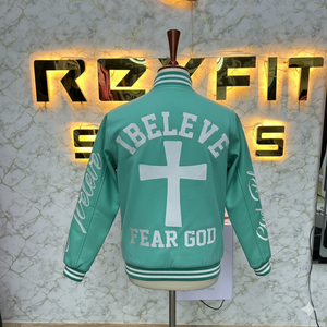 High Quality Custom Design Embroidered Wool and Silk Men's Jacket with <b>Covered</b> <b>Button</b> Closure versity jackets Lettermen jackets - Product Image 5