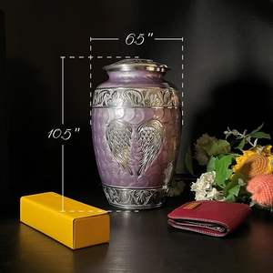 <b>Large</b> Purple Cremation <b>Urn</b> with One Keepsake for Human Ashes Handcarved Decorative <b>Urns</b> for Adult Ashes Women & Men - Product Image 2
