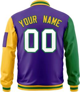 Blouson universitaire personnalisé Bomber zippé avec poche zippée sur le bras gauche Broderie de couleurs contrastées Nom de l'équipe personnalisé Numéro Letterman - Product Image 5