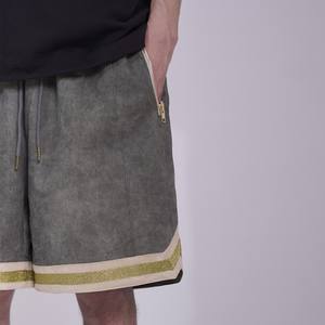 <b>Mens</b> <b>green</b> athletic <b>shorts</b> with zipper pockets beige trim breathable workout training gym basketball sportswear - Product Image 6