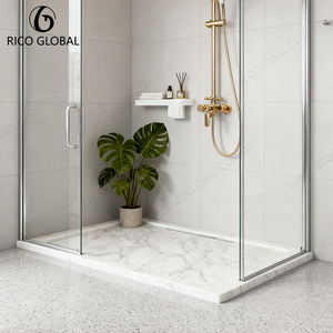 Plateau de douche en marbre de style moderne sur mesure, en acier inoxydable et en pierre artificielle pour salles de douche commerciales - Product Image 1