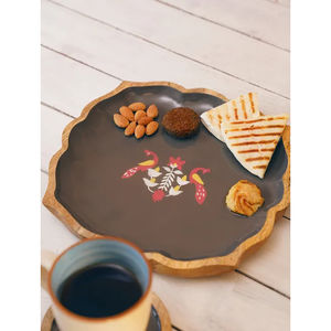 Plateaux à dessert et à nourriture en bois de qualité supérieure Forme personnalisée Grande taille avec Meena Work Idéal pour les repas élégants - Product Image 4