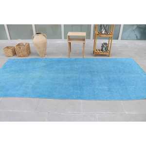 Alfombra Turca Vintage, Alfombra Grande de 4.9x10.4 pies (150x316 cm), Alfombra de Lana Azul Ombré - Product Image 3