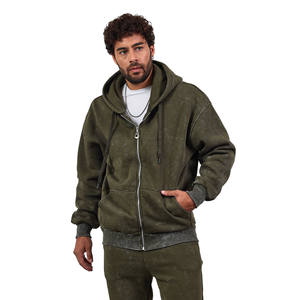 Survêtement vintage en coton avec logo personnalisé, lavage à l'acide, survêtement pour homme, survêtement empilé, lavage vintage, sweat-shirts à fermeture éclair - Product Image 4