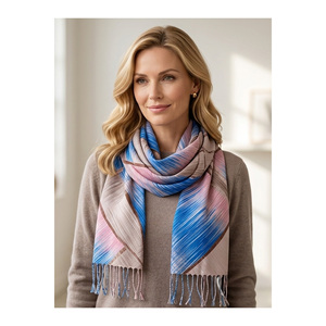 Chal de Pashmina Suave con Estampado Étnico para Mujer, Verde y Borgoña, 75 x 155 cm, Accesorio de Viscosa - Product Image 5