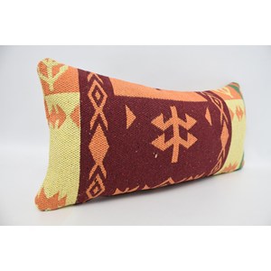 Almohada de lana naranja de estilo tradicional, 12x24 pulgadas, estampado geométrico, tejido, diseño cuadrado Floral de lujo para sala de estar, uso doméstico - Product Image 3