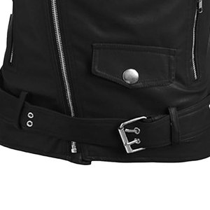 Gilet en cuir véritable sans manches pour homme fabriqué en usine, col en V, avec poche, coupe ajustée, boutonné, coupe-vent, imperméable, vêtement d'extérieur d'hiver - Product Image 5