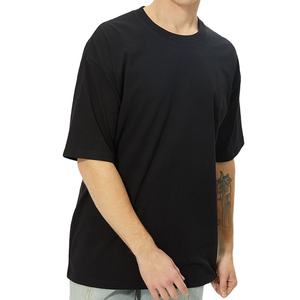 Camiseta Negra Oversize de Algodón para Hombre, 230GSM, con Logotipo Personalizado, Tallas Grandes, Hombros Caídos, Corte Holgado - Product Image 3