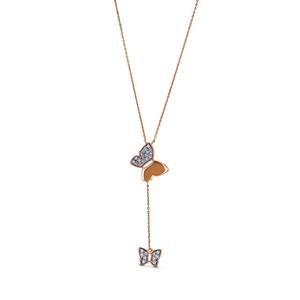 À la mode 18k Or Luxueux Diamant Double Papillon Pendentif Collier Femmes Fine Jewelry Papillon Diamant Pendentif Collier - Product Image 4