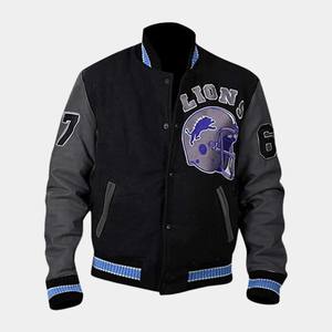 Chaquetas Letterman para Hombre de Alta Calidad con Logotipo de los Leones, Chaqueta Universitaria de Béisbol con Parche Bordado Personalizado al por Mayor - Product Image 1