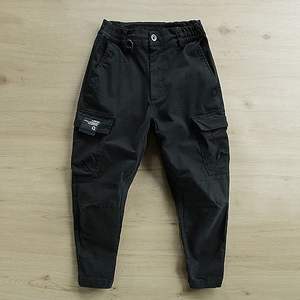 Pantalones rectos de sarga de algodón de tiro alto para hombre a prueba de viento de peso pesado Spring Cargo Chino Casual Diseño OEM - Product Image 6