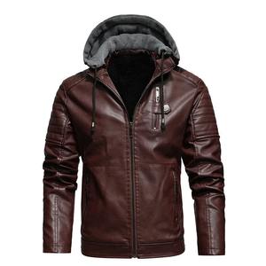Vente en gros Automne Hiver Grande Taille 8XL Vestes en cuir pour hommes Veste en cuir PU décontractée en faux cuir avec fermeture éclair de couleur unie - Product Image 6