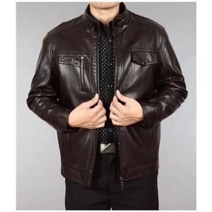 Chaqueta de Motociclista de Cuero para Hombre, Nueva Marca 2024, Estilo Delgado, Color Marrón, Cuello Mao, Impermeable, Personalizable - Product Image 5