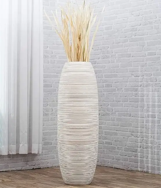 Vas Lantai Bambu Klasik Tinggi Buatan Tangan, Tempat Bunga Terbuat dari Kayu untuk Cabang Dekoratif dan Bunga Kering untuk Ruang Makan Apa Pun