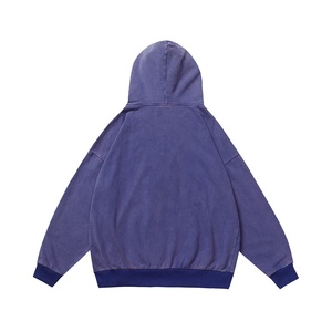 Personalización Algodón Recortado Parche desgastado Aplique-Sudadera con capucha bordada Vintage personalizado Oversize Acid-Sun Fade-Wash Hoodies - Product Image 3