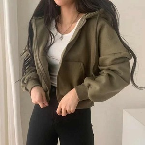 เสื้อฮู้ดซิปคอเต่าสำหรับผู้หญิง กันน้ำสำหรับฤดูหนาว ผ้าฝ้าย 100% โลโก้ด้านหน้า ทรงโอเวอร์ไซส์ สไตล์ลำลอง - Product Image 6