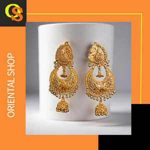 ชุดต่างหูที่มีเอกลักษณ์พร้อม22CT ต่างหูชุบทองแบบ Jhumka สำหรับผู้หญิงที่สวมใส่โดยผู้ส่งออก - Product Image 3