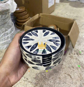 Posavasos hechos a mano para tazas de té, posavasos MOP de madreperla para regalo y mesa de cocina, posavasos calientes para bebidas, posavasos de forma redonda - Product Image 6