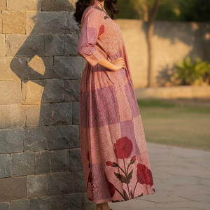 Vestido Floral con Cuello en V para Mujer, Oferta de Verano, Talla XL, Hoja de Loto, Manga Larga, Color Sólido, Casual, Cintura Natural, Largo Completo - Product Image 2