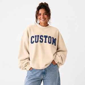 Sweat-shirt surdimensionné réversible à col montant personnalisé pour femmes, avec patch brodé, respirant, pull pour femmes - Product Image 1
