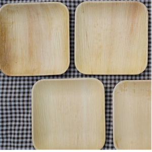 Assiettes carrées en feuille d'arec de 1 pouce |   Assiettes jetables en feuille d'arec carrées, brunes, de taille standard - Product Image 1