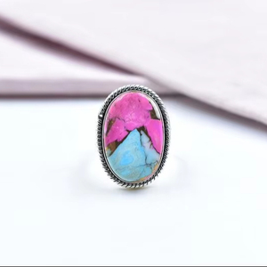 Anillo ajustable hecho a mano Cotton Candy Dahlia en plata de ley para mujer - Product Image 1