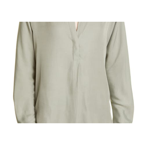 Tunica da donna in misto seta con collo a V di Vince, colore verde muschio, taglia XS - Product Image 6