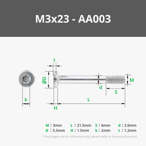 M3 <b>Socket</b> Head Cap Machine Screws (SHCS) Half Threaded <b>Socket</b> Product - Product Image 2