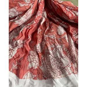 Salmon-Colored Formal Work <b>Skirt</b> Empire Waistline Crocheted Corduroy Chiffon Fabric Featuring Animal <b>Elastic</b> Band for Work - Product Image 3