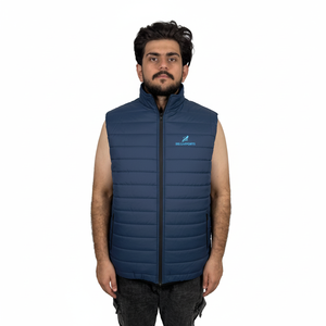 Gilet de sport matelassé en polyester décontracté, respirant, chaud, sans manches, vêtement de mode, veste matelassée pour homme - Product Image 1