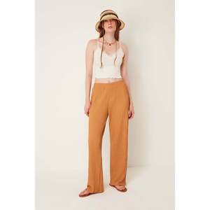 Pantalon large décontracté pour femme, tissu tissé texturé respirant, taille XL, pantalon habillé avec fermeture élastique à la taille, lavage coloré - Product Image 1