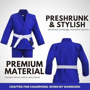 Kimono de Jiu-Jitsu Brésilien BJJ Gi Blanc Classique 350gsm Tissage Perlé Pré-Rétréci en Coton Logo Brodé Personnalisé Uniforme d'Entraînement - Product Image 3