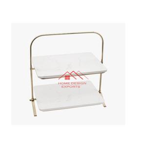 Présentoir de gâteau de tasse de marbre de Finioshed d'or pour le décor d'hôtel à la maison et de restaurants emploient le support de gâteau de marbre - Product Image 1