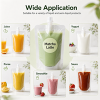Pochettes souples transparentes à bec verseur de petit calibre pour matcha, emballage portable avec autocollant