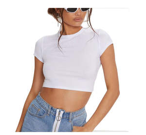 Top corto de mujer con diseño de logotipo personalizado, fácil de usar, antiarrugas, transpirable, antiapilamiento, a precio al por mayor - Product Image 6