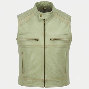 Fashionable Men <b>Leather</b> Vest Designer Motorcycle Biker Sleeveless Outerwear Vintage <b>Retro</b> Slim Fit Motorbike <b>Leather</b> <b>Jacket</b> - Product Image 2