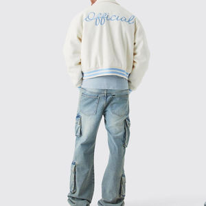 OEM Manufacturer High Quality Men's Letterman Varsity Jacket Custom Embroidery Leather Sleeves Jacket For Men - Product Image 3