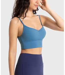Sujetador deportivo de gimnasio al por mayor para mujer, tipo bustier acanalado, atlético, para correr, sexy, sin espalda, agradable para la piel, para yoga - Product Image 1