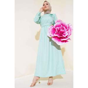 Vestido de lino con botones en los puños Mint - Product Image 1