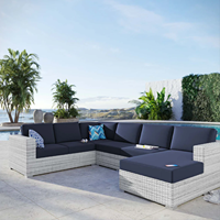 Günstiges Outdoor-Möbelset für Villa, Terrasse und Garten - Großes Rattan-Ecksofa-Set mit Modernem Design und PU-Kissen