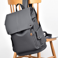 Sac à dos à rabat géométrique gris noir, imperméable, durable, grand format, pour ordinateur portable 15,6 pouces, idéal pour l'école, les voyages, unisexe, décontracté, professionnel, quotidien