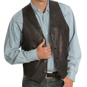 2025 High Good Quality 100% Leather Made Fashion <b>Vest</b> Reasonable Price Clothing Leather <b>Vest</b> For <b>Men</b> - Product Image 1