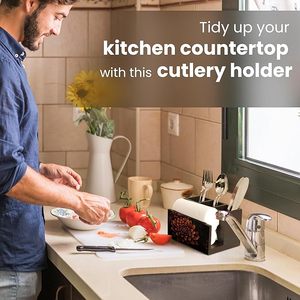 ที่ใส่เครื่องครัวไม้พิมพ์ลายสำหรับวางบนเคาน์เตอร์ครัว ที่เก็บของราคาประหยัดสำหรับช้อน ส้อม และอุปกรณ์ต่างๆ งานไม้พิมพ์ลายทำมือ - Product Image 5