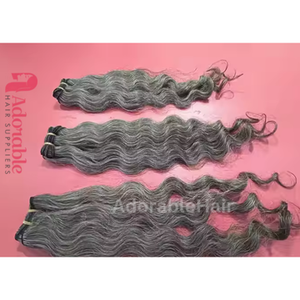 Bande ondulée grise invisible Extensions de cheveux style long Remy Grade cheveux donneurs matière première numéro de modèle bande invisible - Product Image 1